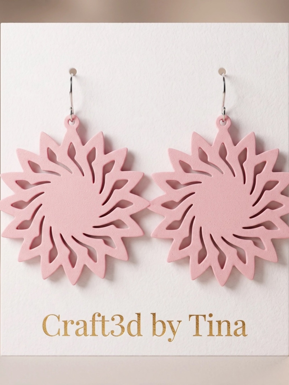 Pink Floral Cutout Statement Earrings
